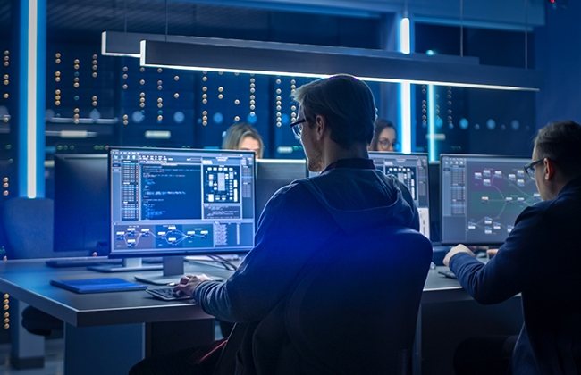 Workers on computers