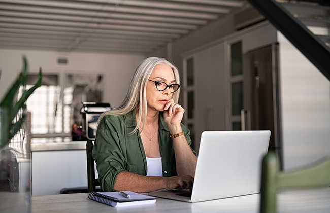 Woman working from home on laptop