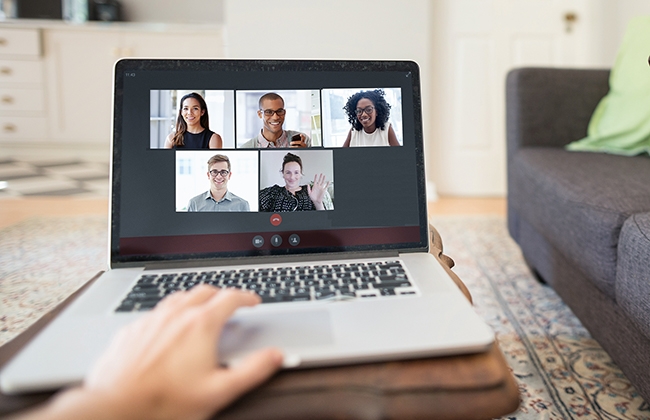 View of a computer on a Zoom video call