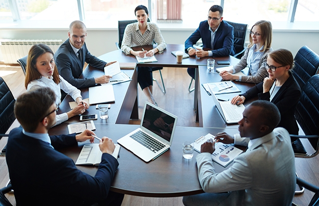 Business meeting at a round table