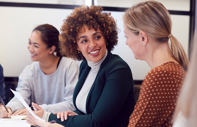 Women discussing business