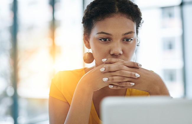 Woman looking at monitor