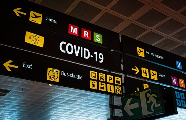 airport covid sign