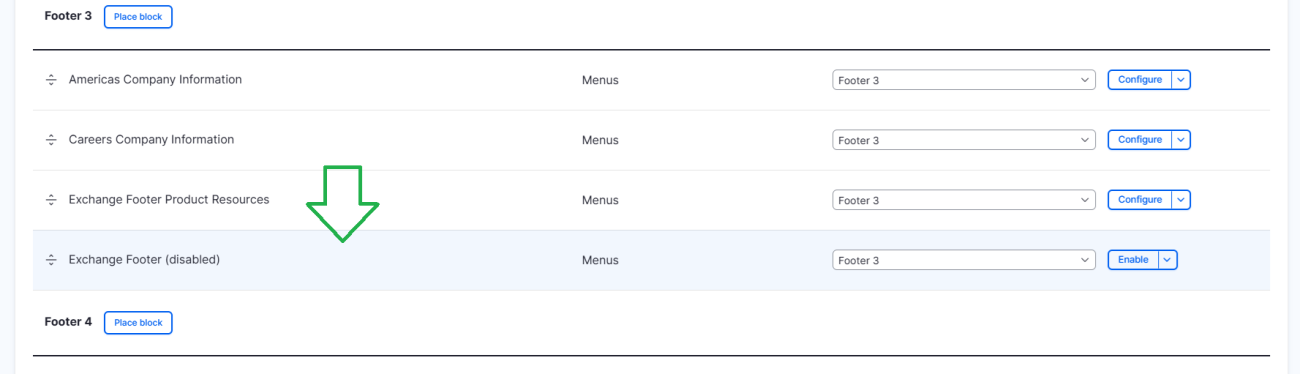 exchange footer configuration