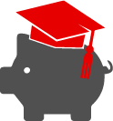 Piggy bank with graduation hat