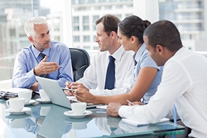 People talking in a board room