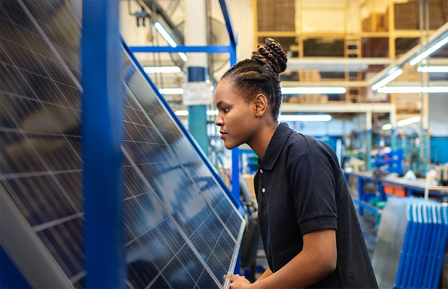 Image of woman working in renewable energy industry