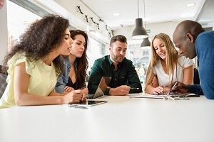 Group of employees talking