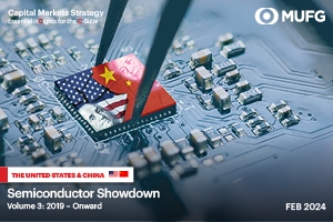 Semiconductor with Chinese and US flags